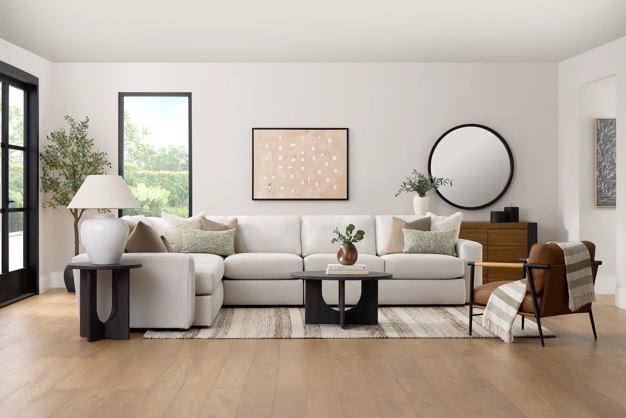 Brantley Light Beige Fabric Medium Two-arm Sectional