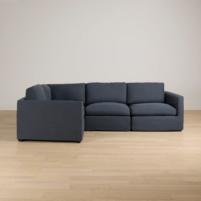 Willow Navy Fabric Small Two-arm Sectional