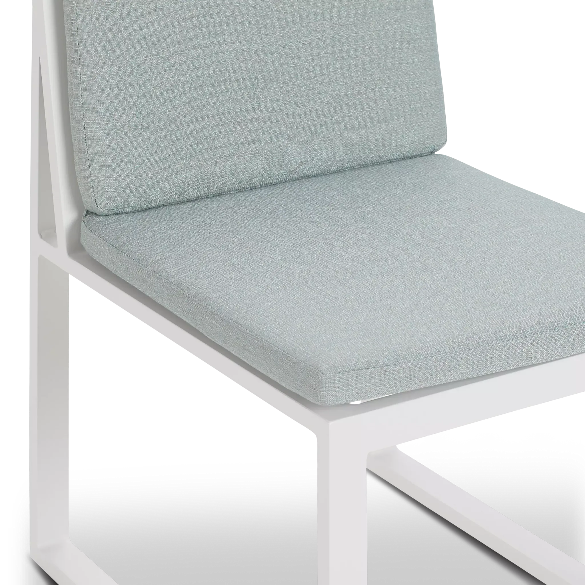 Linear White Teal 70" Aluminum Table & 4 Cushioned Side Chairs