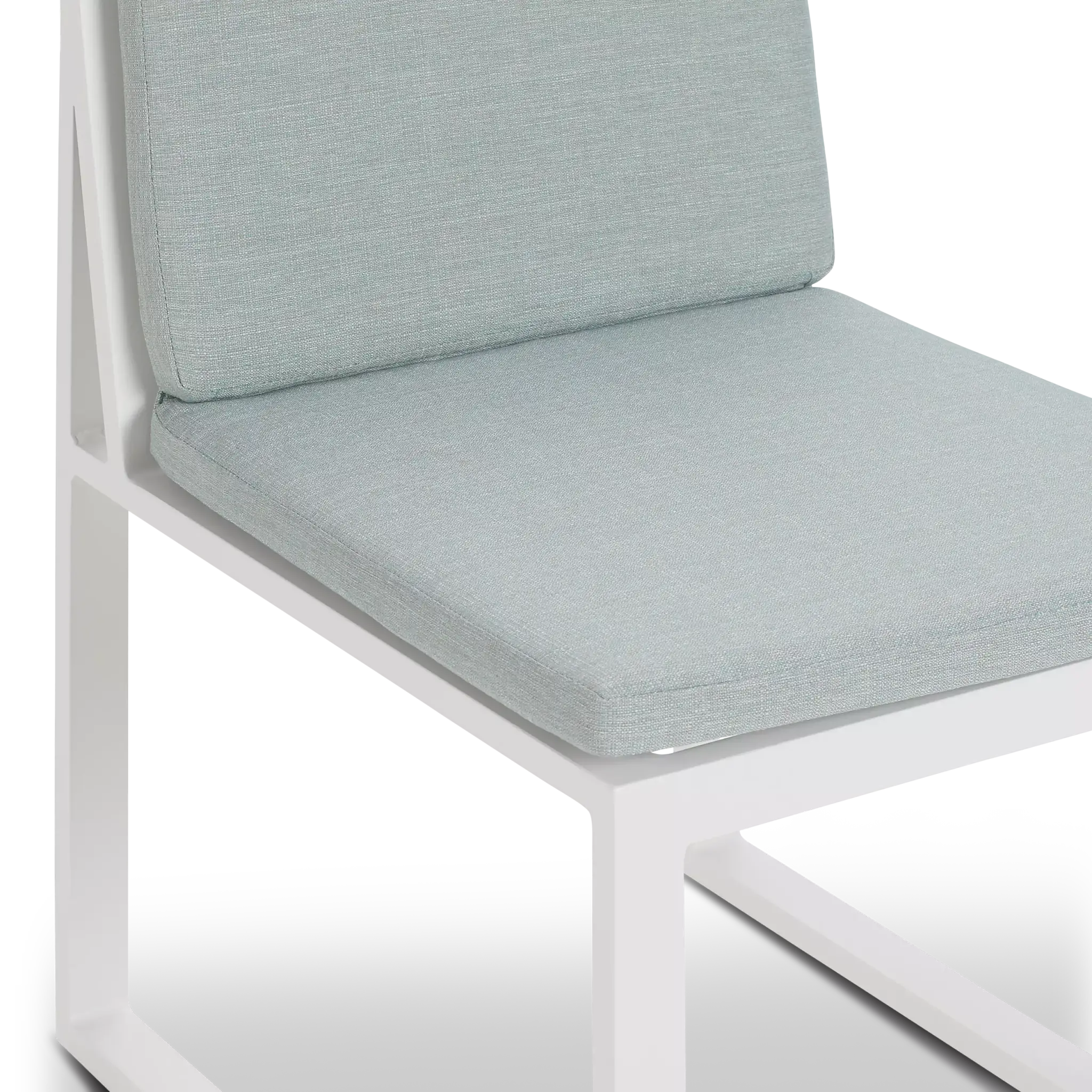 Linear White Teal 70" Aluminum Table & 4 Cushioned Side Chairs Linear White Teal 70" Aluminum Table & 4 Cushioned Side Chairs