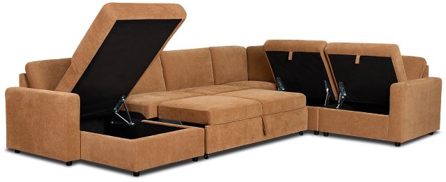 Addie Brown Fabric Medium Left Chaise Storage Sleeper Sectional