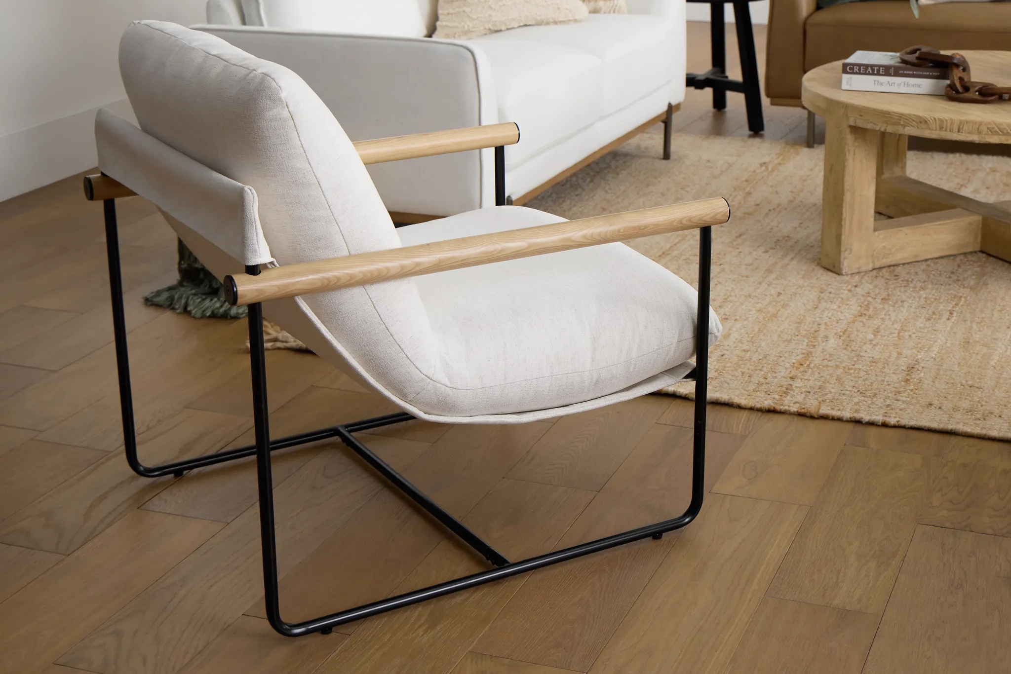 Margo White Fabric Accent Chair