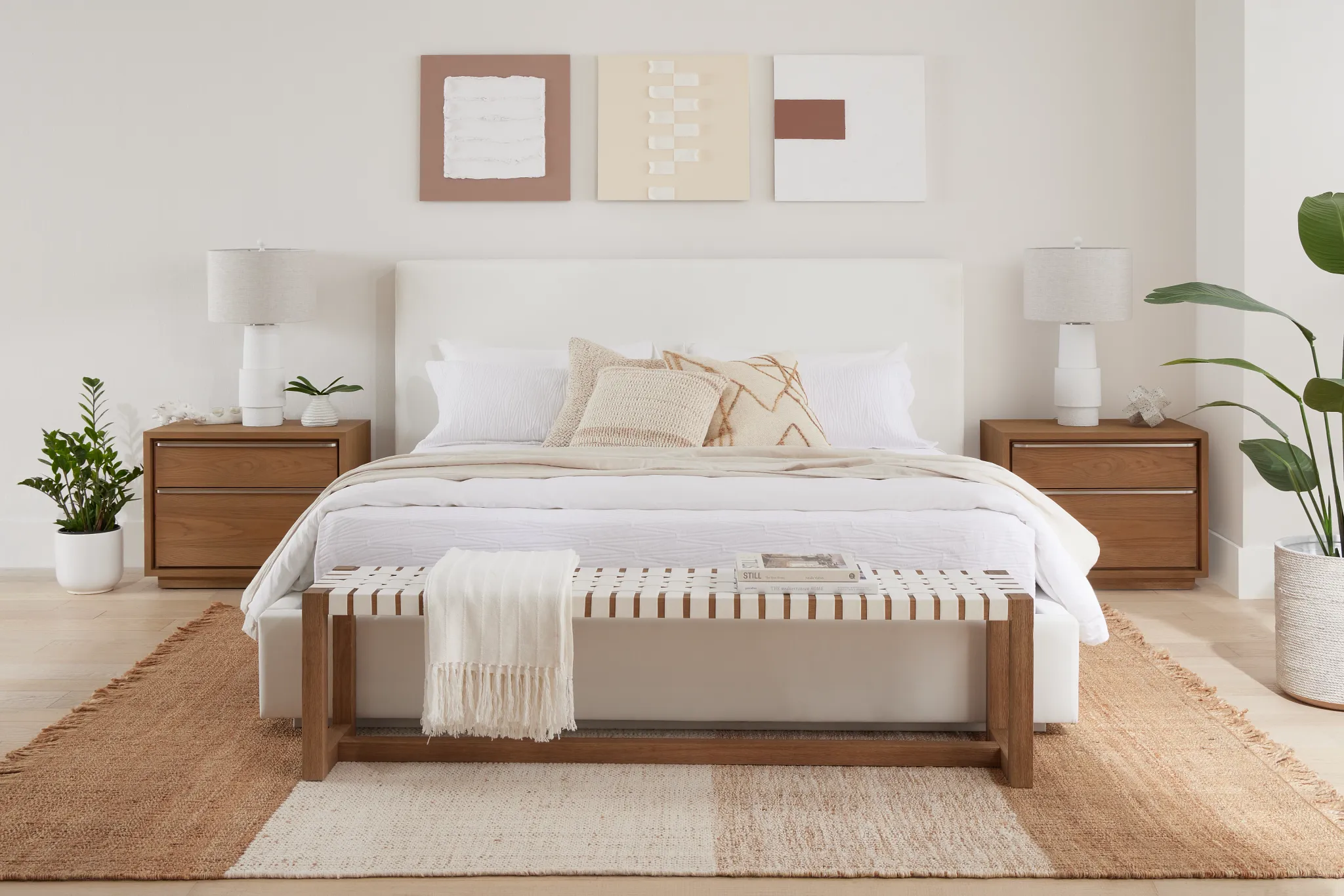 Haven White Uph Platform Bed
