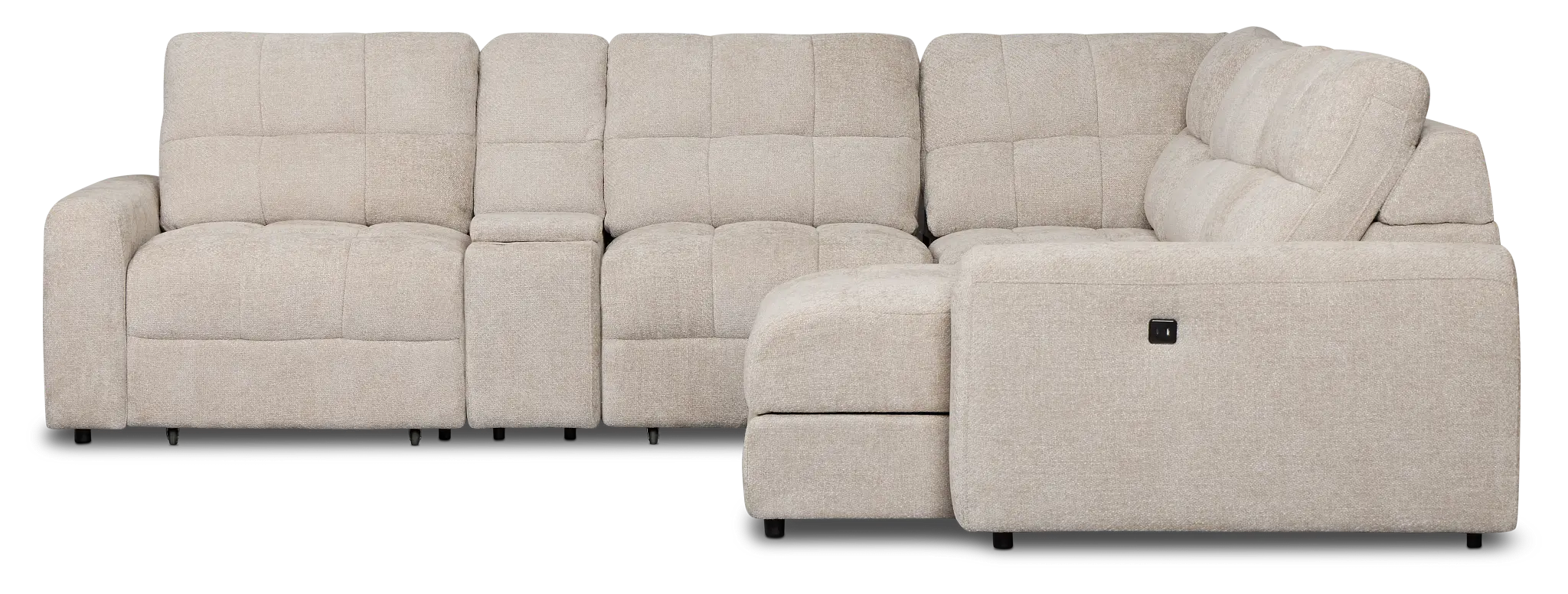 Hendrix Light Taupe Fabric Small Dual Power Right Extension Chaise Sectional Hendrix Light Taupe Fabric Small Dual Power Right Extension Chaise Sectional