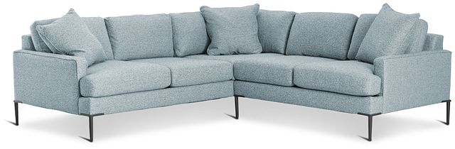 Morgan Teal Fabric Small Left 2-arm Sectional W/ Metal Legs (3)