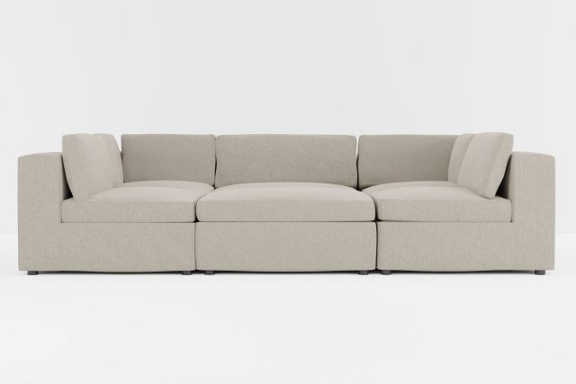 Destin Elevation Khaki Fabric 6-piece Pit Sectional