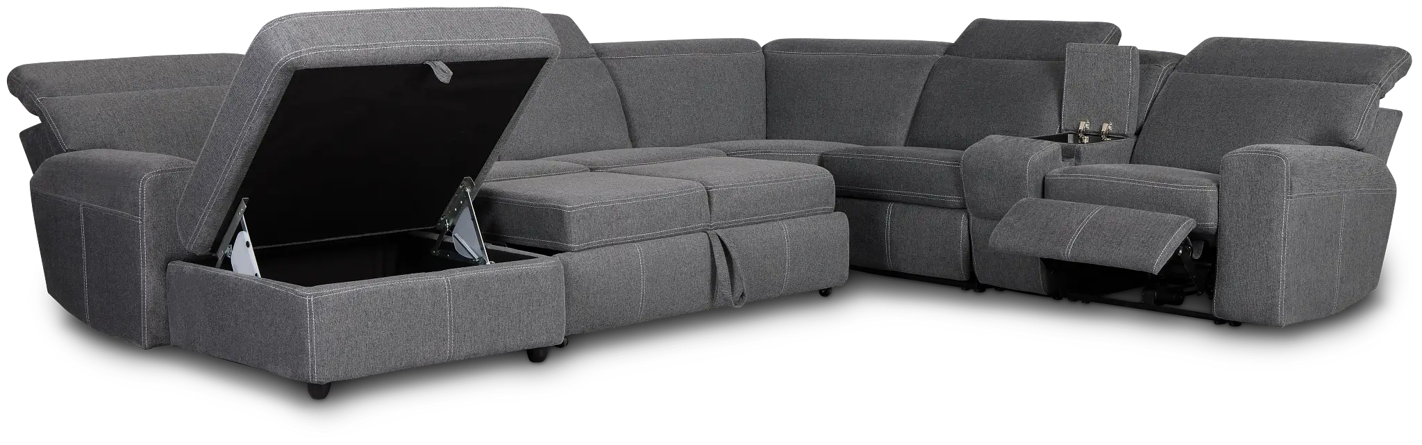 Callum Dark Gray Storage Medium Left Triple Power Chaise Sleepr Sectional Callum Dark Gray Storage Medium Left Triple Power Chaise Sleepr Sectional