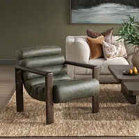 Royal Green Leather Accent Chair