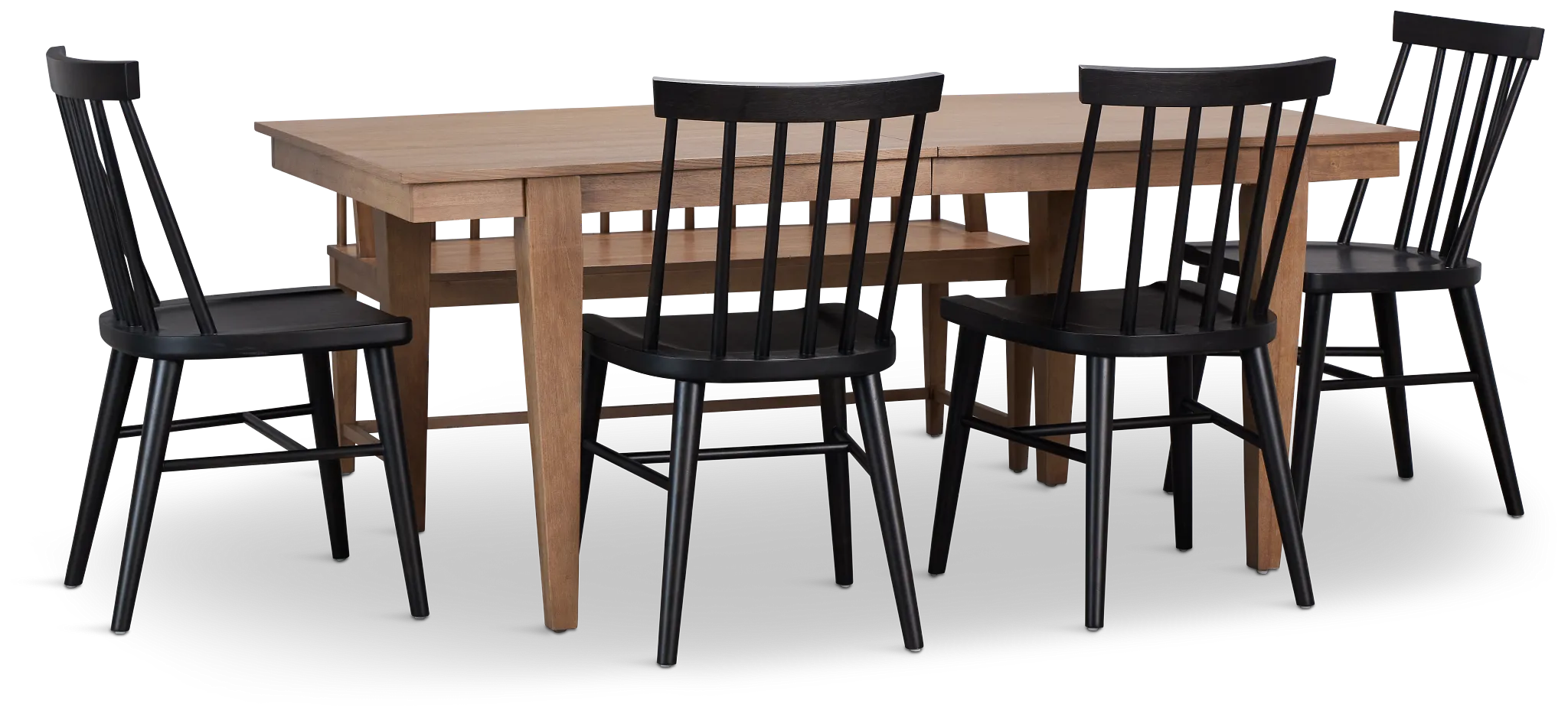 Provo Mid Tone Rect Table With 4 Wood Side Chairs & Bench