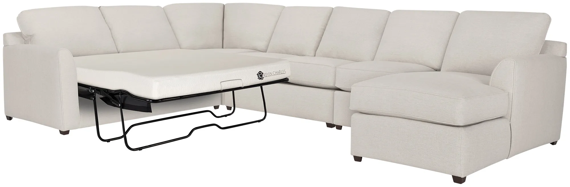 Asheville Light Taupe Fabric Right Chaise Memory Foam Sleeper Sectional