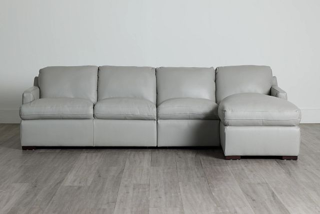 Amari Gray Leather Small Right Chaise Sectional