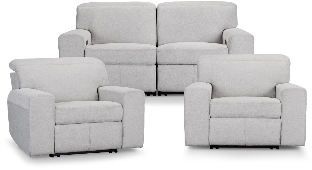 Callum Light Gray Fabric Power Reclining Living Room