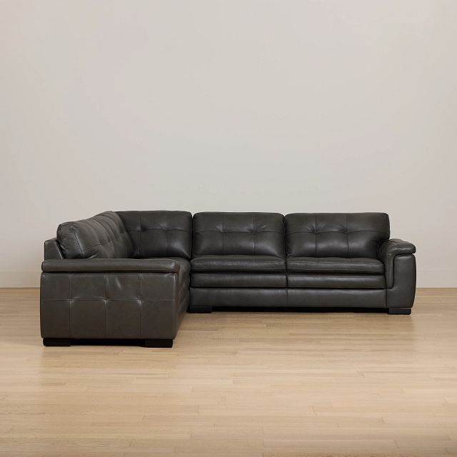 Braden Dark Gray Leather Small Two-arm Sectional