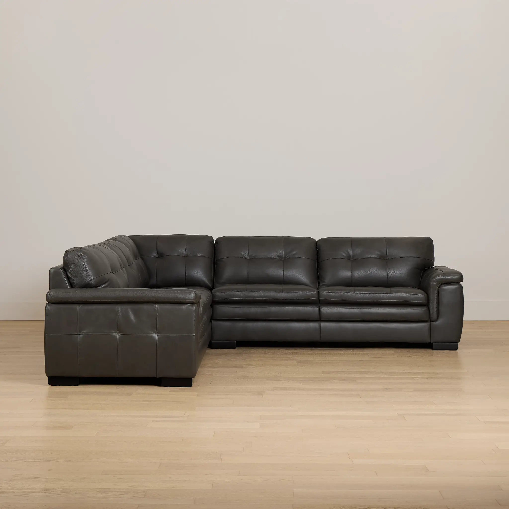 Braden Dark Gray Leather Small Two-arm Sectional Braden Dark Gray Leather Small Two-arm Sectional