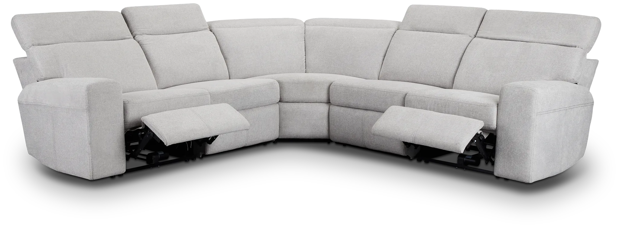 Callum Light Gray Fabric Small Two-arm Power Reclining Sectional