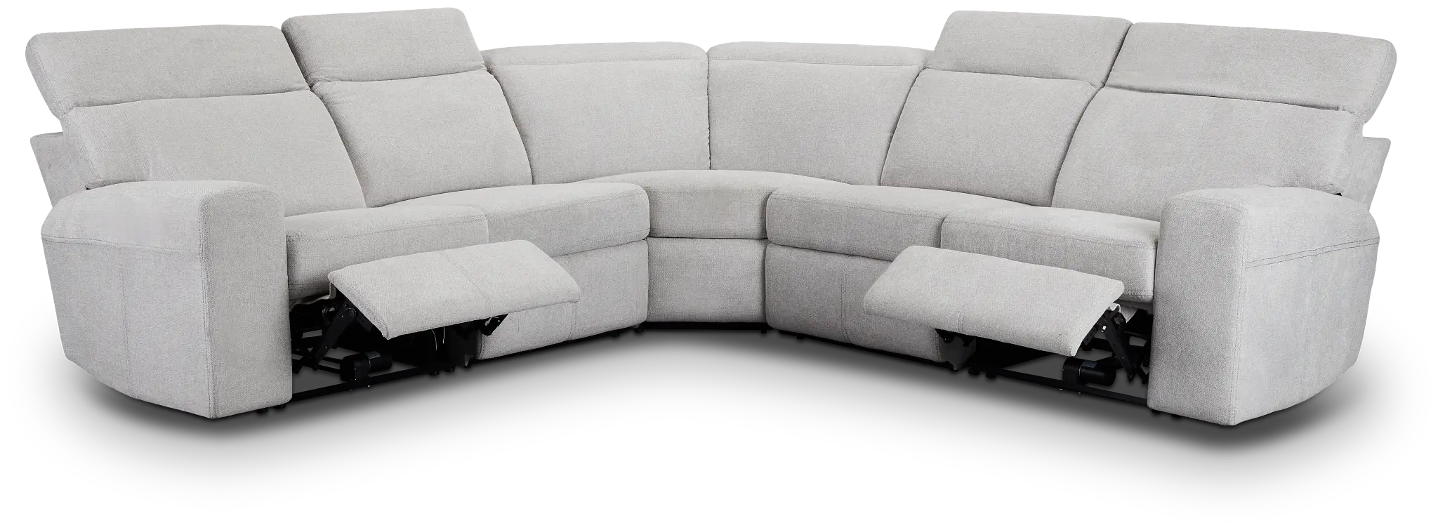 Callum Light Gray Fabric Small Two-arm Power Reclining Sectional Callum Light Gray Fabric Small Two-arm Power Reclining Sectional