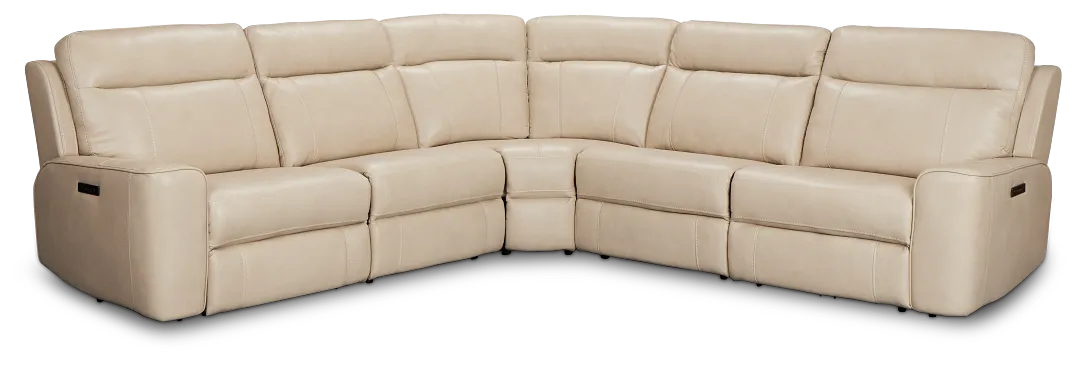 Benji Light Beige Lthr/vinyl Small Two-arm Power Reclining Sectional