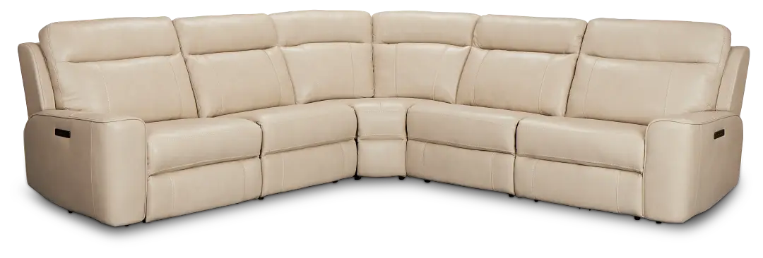 Benji Light Beige Lthr/vinyl Small Two-arm Power Reclining Sectional Benji Light Beige Lthr/vinyl Small Two-arm Power Reclining Sectional