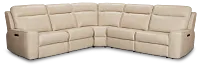 Benji Light Beige Lthr/vinyl Small Two-arm Power Reclining Sectional