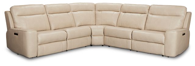 Benji Light Beige Lthr/vinyl Small Two-arm Power Reclining Sectional