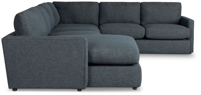 Noah Dark Blue Fabric Large Left Chaise Sectional