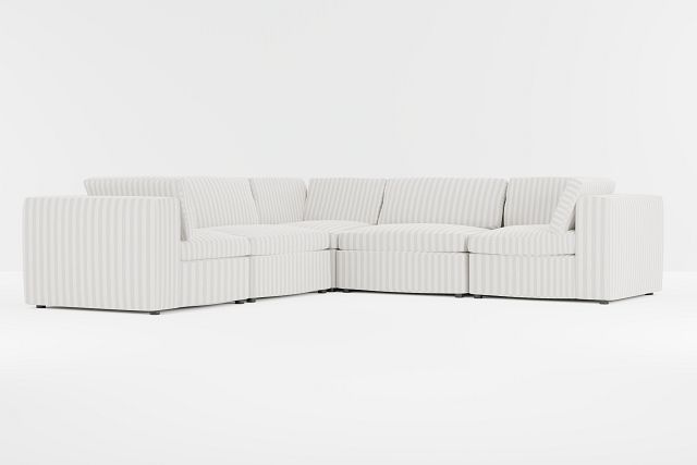 Destin Sea Lane Light Gray Fabric 5-piece Modular Sectional