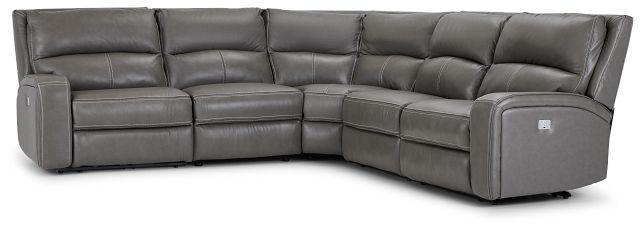 Asher Dark Gray Lthr/vinyl Small Two-arm Power Reclining Sectional