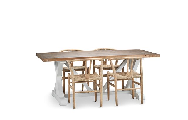Hilton Light Tone 79" Table & 4 Wood Chairs
