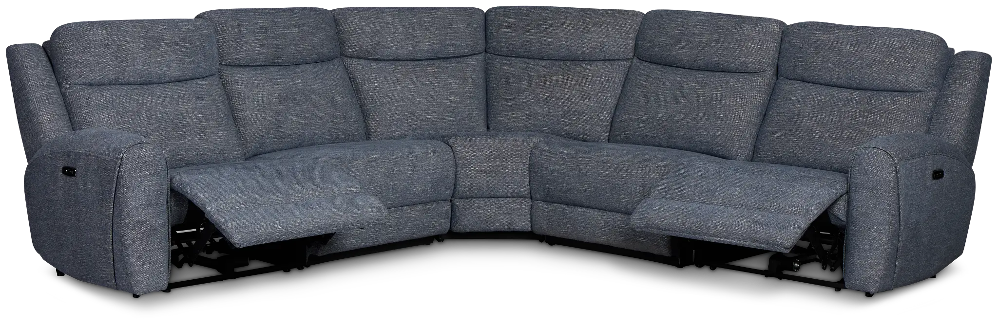 Walker Blue Fabric Small Two-arm Power Reclining Sectional Walker Blue Fabric Small Two-arm Power Reclining Sectional