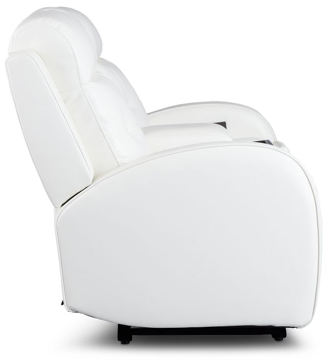 Omega White Micro Power Reclining Console Loveseat