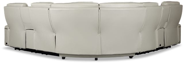 Nova Light Gray Lthr/vinyl Medium 2-arm Triple Power Massage Sectional