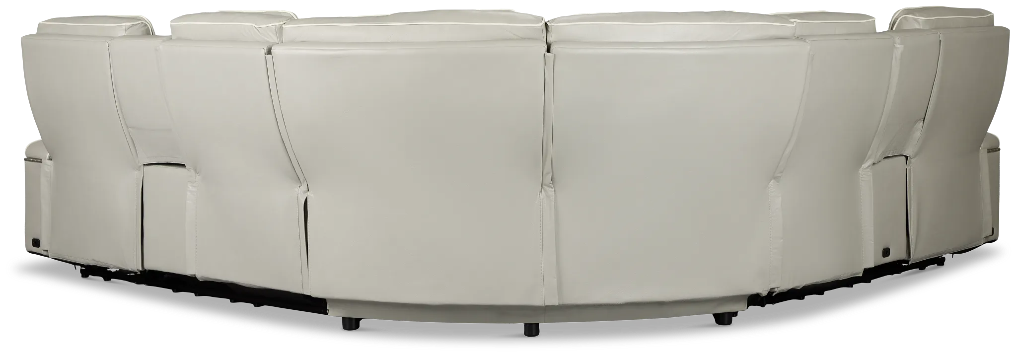 Nova Light Gray Lthr/vinyl Medium 2-arm Triple Power Massage Sectional