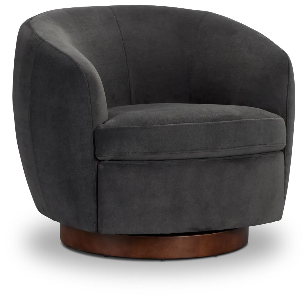 Hazel Dark Gray Velvet Swivel Accent Chair