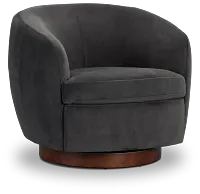 Hazel Dark Gray Velvet Swivel Accent Chair