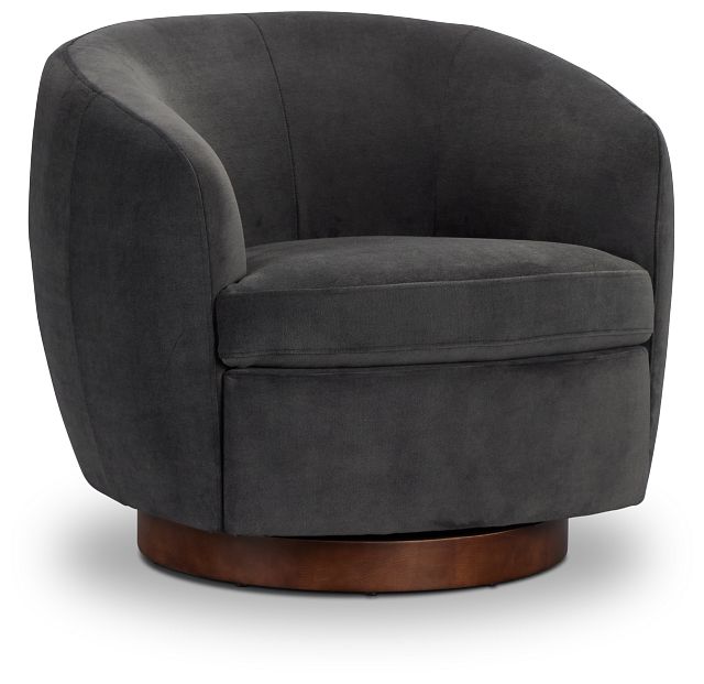 Hazel Dark Gray Velvet Swivel Accent Chair