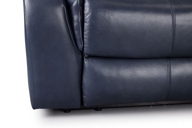Maverick Blue Lthr/vinyl Large Triple Power Reclining Two-arm Sectional