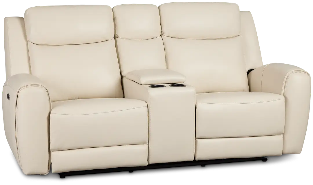 Walker Ivory Lthr/vinyl Power Reclining Console Loveseat W/ Power Headrest Walker Ivory Lthr/vinyl Power Reclining Console Loveseat W/ Power Headrest