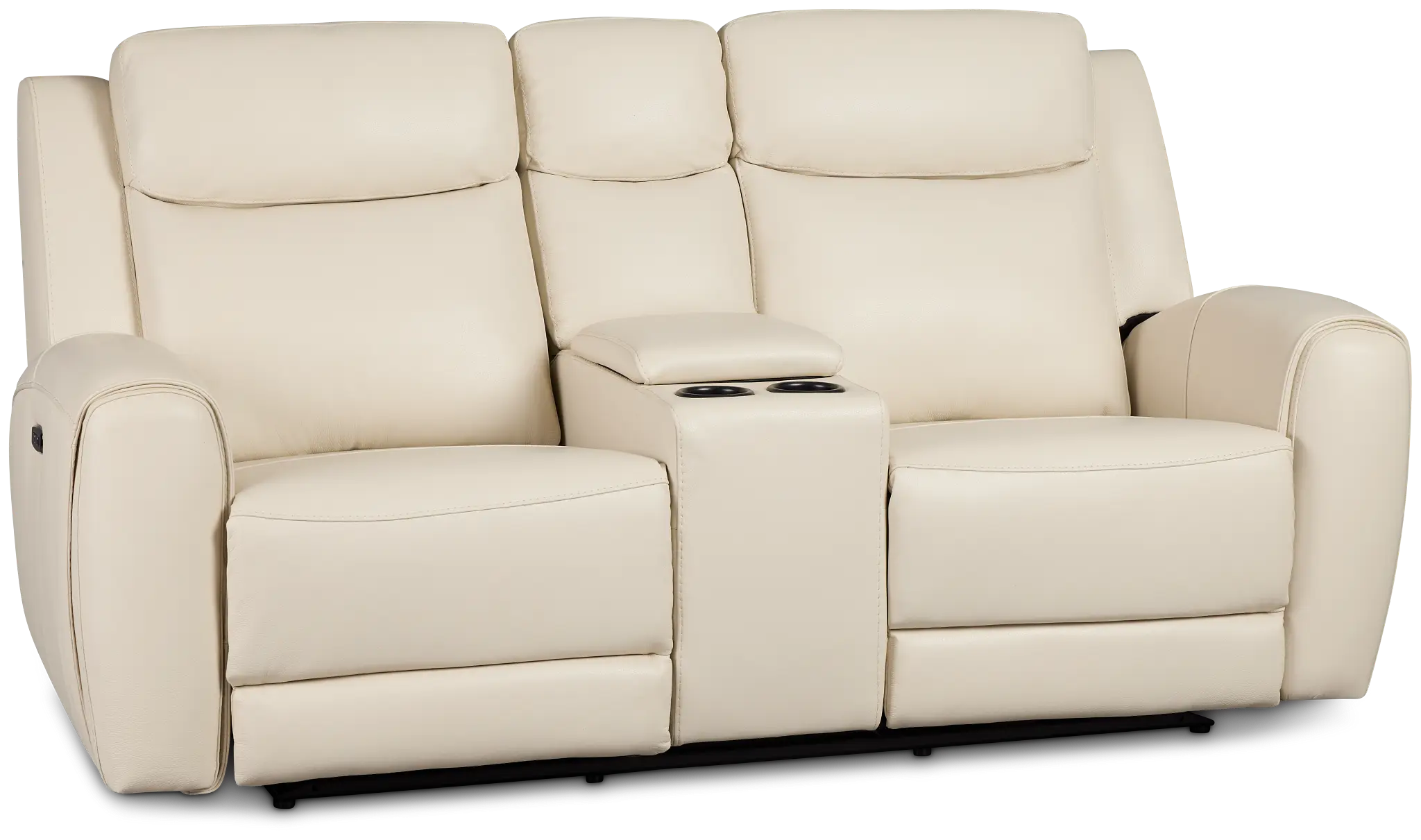 Walker Ivory Lthr/vinyl Power Reclining Console Loveseat W/ Power Headrest Walker Ivory Lthr/vinyl Power Reclining Console Loveseat W/ Power Headrest
