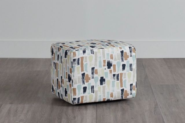 Artist Dark Blue Fabric Accent Pouf