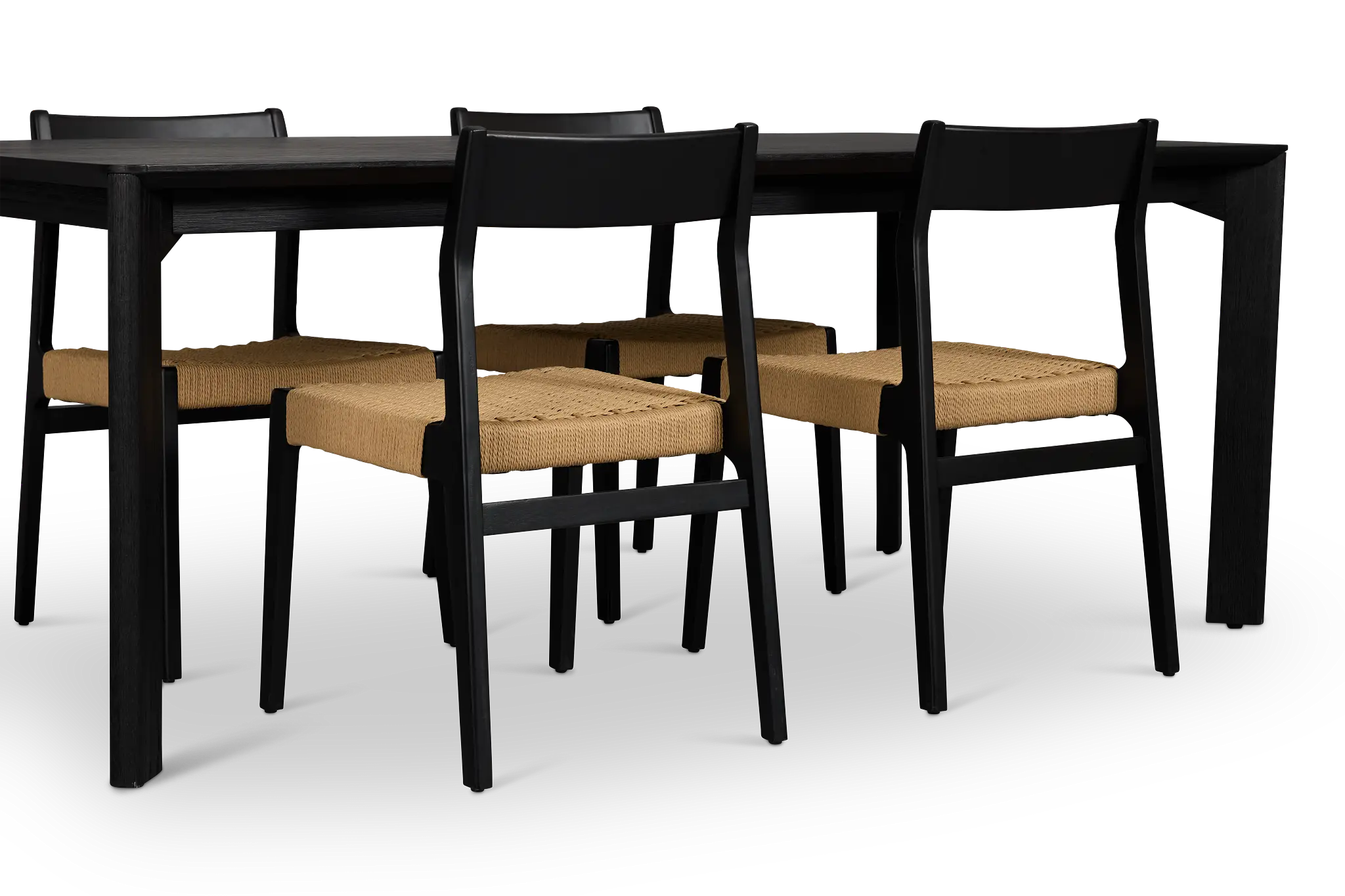 Santorini Black Rect Table & 4 Woven Chairs Santorini Black Rect Table & 4 Woven Chairs