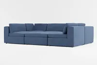 Destin Revenue Dark Blue Fabric 6-piece Pit Sectional