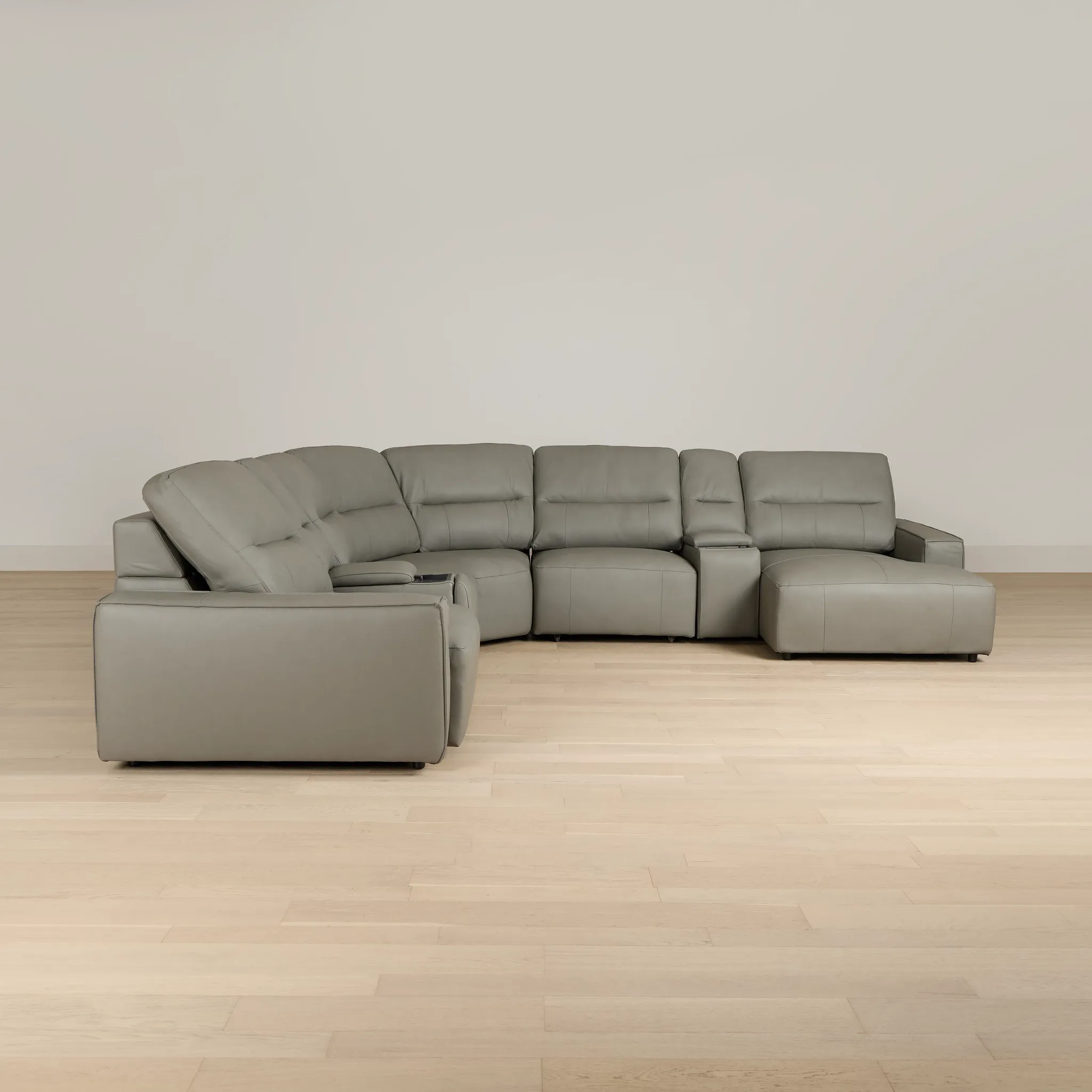 Rudy Gray Lthr/vinyl Large Dual Power Right Extension Chaise Sectional