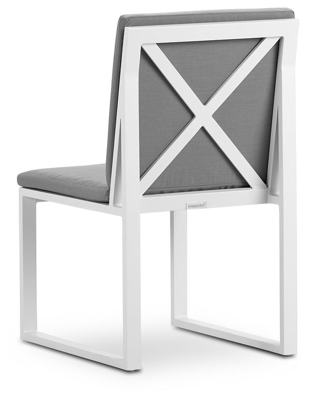 Linear White Dark Gray Aluminum Cushioned Chair (4)