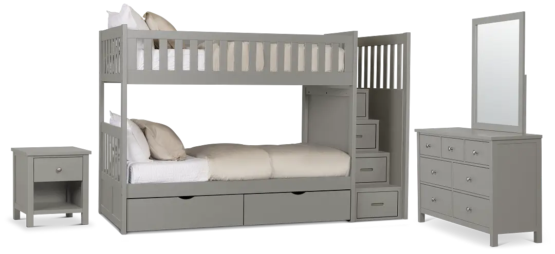 Charleston Gray Step Bunk Bed Storage Bedroom Charleston Gray Step Bunk Bed Storage Bedroom