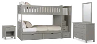 Charleston Gray Step Bunk Bed Storage Bedroom
