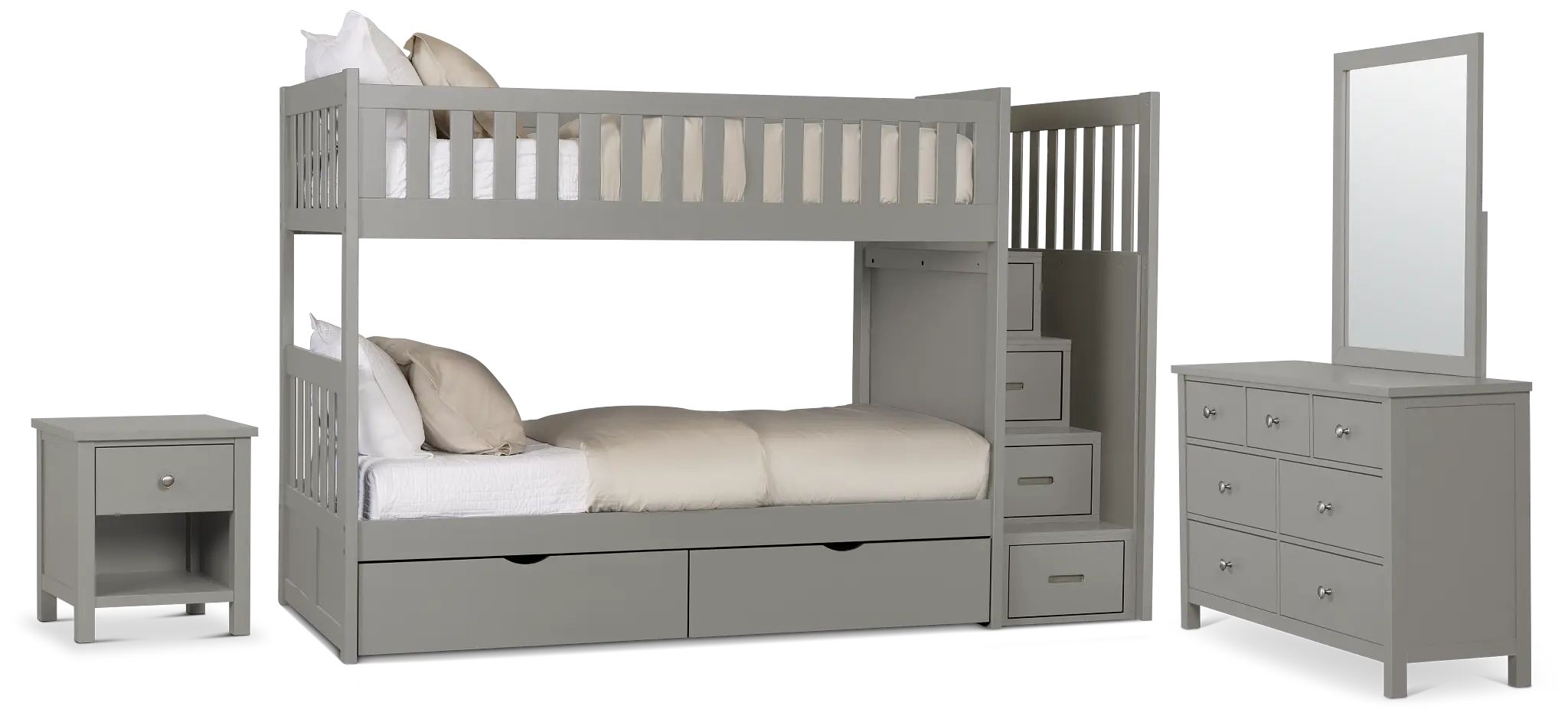 Charleston Gray Step Bunk Bed Storage Bedroom Charleston Gray Step Bunk Bed Storage Bedroom