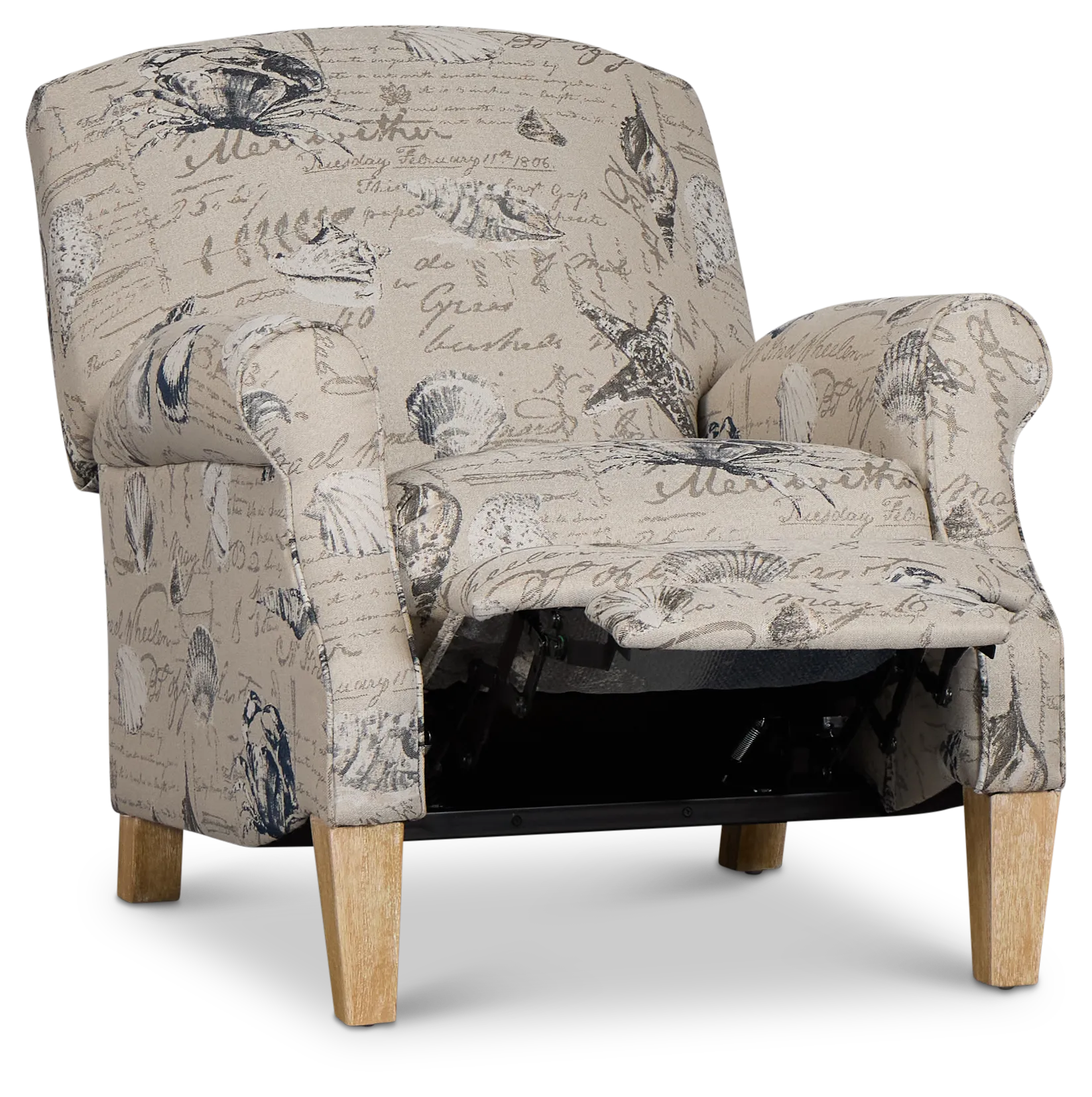 Shelly Light Beige Fabric Push Back Recliner