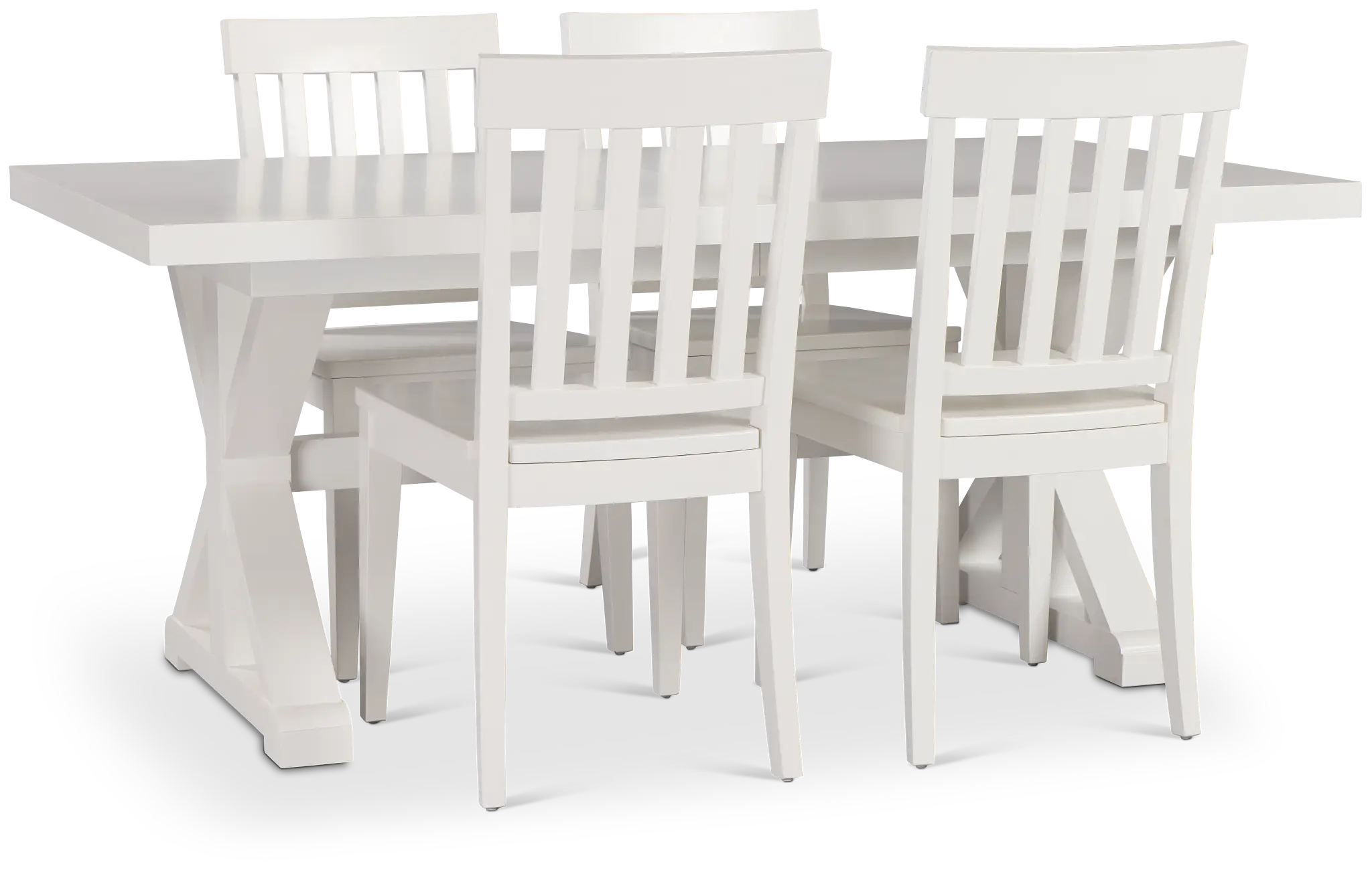 Nantucket White Trestle Table & 4 White Wood Chairs Nantucket White Trestle Table & 4 White Wood Chairs