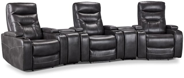 Slater2 Gray Micro Triple Power Reclining Home Theater Seating