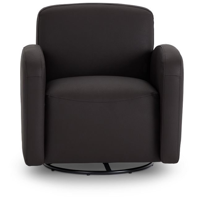 Axis Dark Brown Vinyl Swivel Accent Chair (3)